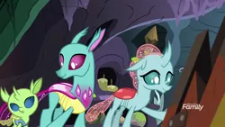 Size: 1920x1080 | Tagged: baby changedling, changedling, changeling, derpibooru import, ocellus, safe, screencap, spiracle, the hearth's warming club, trio