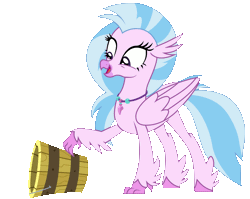 Size: 2358x1873 | Tagged: animated, artist:sonofaskywalker, bucket, classical hippogriff, cute, derpibooru import, diastreamies, female, hippogriff, jewelry, necklace, safe, silly, silverstream, silverstream's bucket, simple background, solo, the hearth's warming club, transparent background