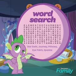Size: 1080x1080 | Tagged: derpibooru import, discovery family logo, dragon, fail, male, official, safe, screencap, solo, spike, spike's bed, spike's room, winged spike, wings, word search, you had one job