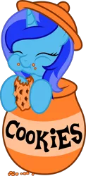 Size: 4000x8174 | Tagged: safe, artist:fuzzybrushy, derpibooru import, oc, oc:spacelight, unofficial characters only, pony, unicorn, adorable face, aweeg*, cookie, cookie jar, cookie jar pony, cute, eating, female, food, mare, ocbetes, simple background, solo, transparent background