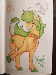 Size: 1280x1707 | Tagged: artist:euspuche, deer, deer pony, derpibooru import, oc, oc:ananá, original species, raba-pony, safe, smiling, traditional art