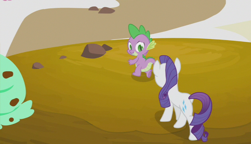 Size: 839x480 | Tagged: safe, derpibooru import, screencap, rarity, spike, pony, it's about time, butt, female, mare, plot