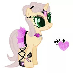 Size: 365x366 | Tagged: safe, artist:bluemoondiancie, artist:lavaroses, artist:melodysweetheart, derpibooru import, oc, oc:pastel goth (ice1517), unofficial characters only, pony, unicorn, icey-verse, base used, choker, clothes, ear piercing, earring, female, fishnets, goth, heart, horn, horn ring, jewelry, magical lesbian spawn, mare, miniskirt, offspring, parent:lily lace, parent:sunshine smiles, parents:sunlace, pastel goth, piercing, ring, shoes, simple background, skirt, solo, tattoo, white background