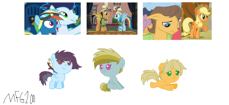 Size: 928x426 | Tagged: safe, artist:mixelfangirl100, derpibooru import, applejack, caramel, quibble pants, rainbow dash, soarin', pony, baby, baby pony, carajack, female, foal, male, offspring, parent:applejack, parent:caramel, parent:quibble pants, parent:rainbow dash, parent:soarin', parents:carajack, parents:quibbledash, parents:soarindash, quibbledash, shipping, simple background, soarindash, straight, transparent background