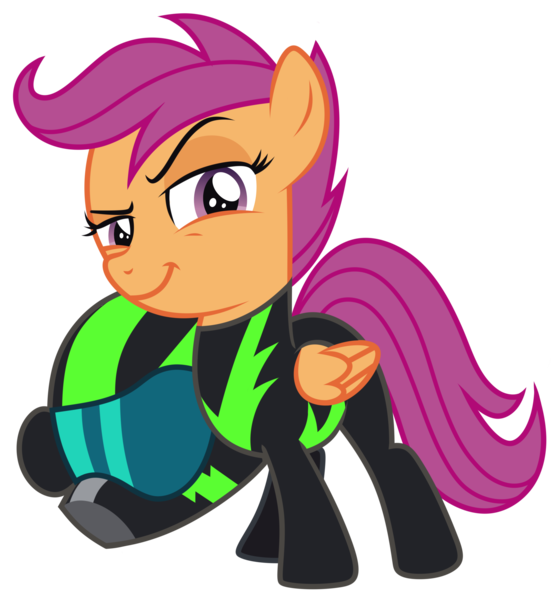 Size: 2000x2157 | Tagged: safe, artist:jellmelon, derpibooru import, scootaloo, pegasus, pony, the washouts (episode), clothes, dreamworks face, female, filly, gangsta, helmet, pint-sized dynamite, simple background, solo, traitor, traitorloo, transparent background, uniform, vector, washouts uniform