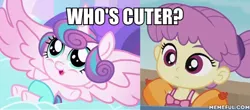 Size: 600x263 | Tagged: safe, derpibooru import, edit, edited screencap, screencap, princess flurry heart, water lily (equestria girls), equestria girls, baby, caption, image macro, meme, text