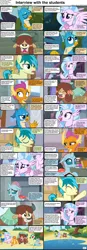 Size: 1280x3661 | Tagged: safe, derpibooru import, gallus, ocellus, sandbar, silverstream, smolder, yona, changedling, changeling, classical hippogriff, dragon, earth pony, gryphon, hippogriff, pony, yak, comic:celestia's servant interview, caption, comic, cs captions, cute, diaocelles, diastreamies, dragoness, female, gallabetes, interview, laughing, male, sandabetes, smolderbetes, student six, teenager, yonadorable