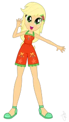 Size: 1350x2368 | Tagged: safe, artist:ilaria122, artist:pupkinbases, derpibooru import, applejack, equestria girls, equestria girls series, i'm on a yacht, spring breakdown, spoiler:eqg series (season 2), clothes, cruise outfit, female, freckles, geode of super strength, headband, magical geodes, open mouth, simple background, solo, transparent background, vector