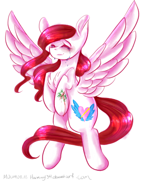 Size: 2968x3500 | Tagged: safe, artist:harmony134, derpibooru import, oc, oc:harmony (harmony134), unofficial characters only, pegasus, pony, crying, eyes closed, female, mare, simple background, solo, transparent background