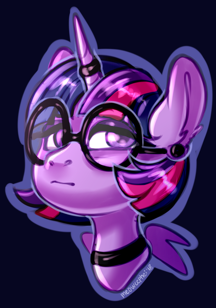 Size: 1897x2705 | Tagged: alicorn, alternate hairstyle, artist:meowcephei, bust, choker, derpibooru import, glasses, portrait, safe, sketch, solo, twilight sparkle, twilight sparkle (alicorn)