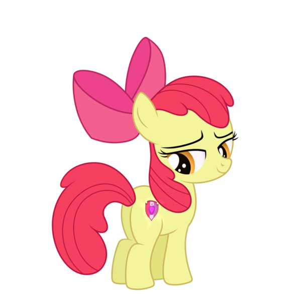 Size: 1024x1019 | Tagged: safe, artist:mirrorcrescent, derpibooru import, apple bloom, earth pony, pony, adorabloom, apple bloom's bow, atg 2018, bloom butt, bow, butt, cute, female, filly, hair, hair bow, looking at you, newbie artist training grounds, plot, simple background, solo, transparent background