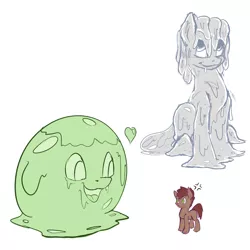 Size: 2000x2000 | Tagged: safe, artist:rubiont, derpibooru import, earth pony, goo, goo pony, original species, pony, slime monster, bosses of healthbaria (cyoa), monster mare, non-vore, simple background, size difference, sketch, slime