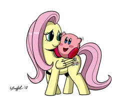 Size: 1024x862 | Tagged: artist:cartoon-eric, crossover, cute, derpibooru import, fluttermom, fluttershy, kirby, kirby (character), mama fluttershy, nintendo, safe