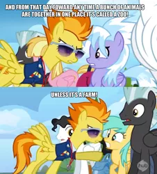 Size: 1276x1414 | Tagged: bulk biceps, caption, cloudchaser, crossover, derpibooru import, image macro, meadow flower, mercury, safe, spitfire, starry eyes (character), sunglasses, sunshower raindrops, team fortress 2, text, thunderlane, wonderbolts academy