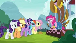 Size: 1280x720 | Tagged: alicorn, applejack, derpibooru import, fluttershy, mane six, pinkie pie, rainbow dash, rarity, safe, screencap, twilight sparkle, twilight sparkle (alicorn), yakity-sax, yovidaphone