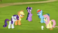 Size: 1920x1080 | Tagged: safe, derpibooru import, screencap, angel bunny, applejack, fluttershy, rainbow dash, rarity, twilight sparkle, twilight sparkle (alicorn), alicorn, pony, yakity-sax