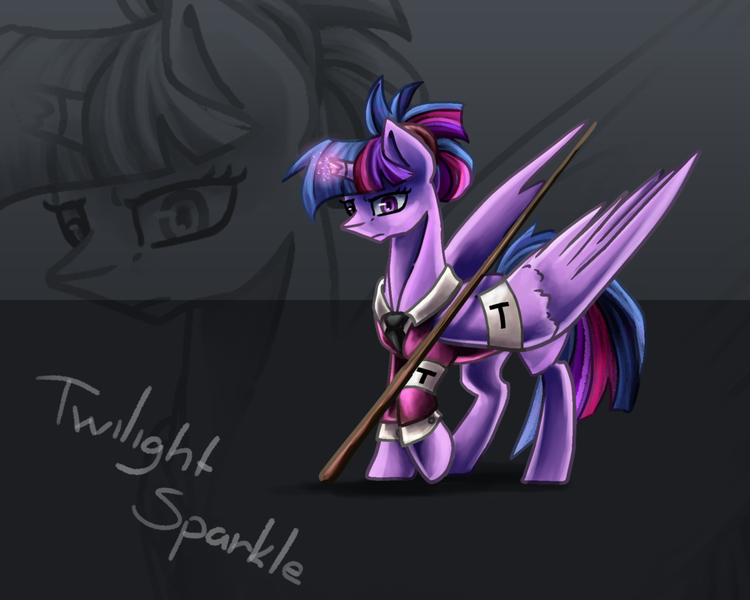 Size: 1024x819 | Tagged: alicorn, artist:bakud, clothes, derpibooru import, looking down, sad, safe, t, text, twilight sparkle, twilight sparkle (alicorn), vest, zoom layer