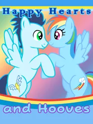 Size: 768x1024 | Tagged: safe, artist:ludiculouspegasus, derpibooru import, rainbow dash, soarin', female, hearts and hooves day, holiday, male, shipping, soarindash, straight, valentine, valentine's day