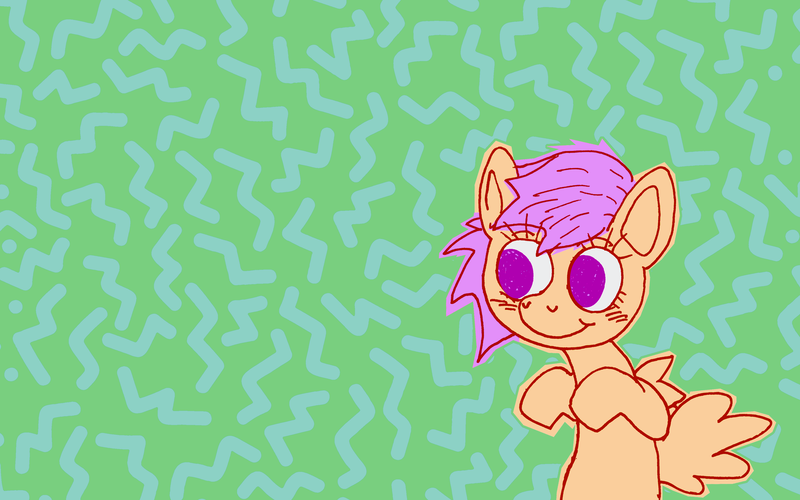 Size: 3840x2400 | Tagged: 1980's, artist:darkdoomer, derpibooru import, minimalist, modern art, safe, scootaloo, simple background, solo, wallpaper