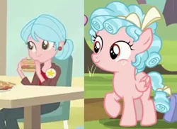 Size: 566x411 | Tagged: safe, derpibooru import, edit, edited screencap, screencap, carla jr., cozy glow, pegasus, pony, equestria girls, equestria girls (movie), marks for effort, comparison, female, filly