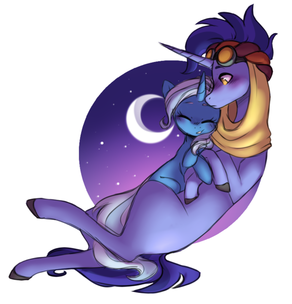 Size: 788x820 | Tagged: safe, artist:s1nb0y, derpibooru import, hoo'far, trixie, horse, pony, saddle arabian, unicorn, road to friendship, colored hooves, crescent moon, female, male, mare, moon, night, shipping, simple background, size difference, stallion, straight, transparent background, trixfar