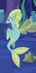 Size: 219x441 | Tagged: safe, derpibooru import, screencap, unnamed character, unnamed pony, pony, seapony (g4), surf and/or turf, background sea pony, cropped, female, jewelry, mare, necklace, smiling, solo, underwater