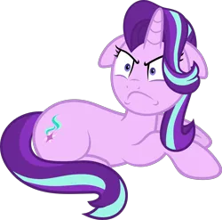 Size: 4500x4453 | Tagged: safe, artist:slb94, derpibooru import, starlight glimmer, pony, unicorn, a matter of principals, :c, >:c, absurd resolution, angry, cute, female, frown, glare, glimmerbetes, grumpy, madorable, mare, prone, simple background, transparent background, unamused, vector