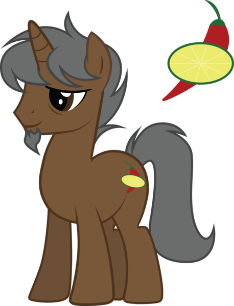 Size: 2286x2997 | Tagged: safe, artist:duskthebatpack, derpibooru import, oc, oc:marron, oc:marrón, unofficial characters only, pony, unicorn, beard, facial hair, horn, male, simple background, smiling, solo, stallion, standing, transparent background, vector