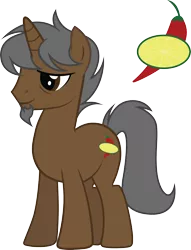 Size: 2286x2997 | Tagged: safe, artist:duskthebatpack, derpibooru import, oc, oc:marron, oc:marrón, unofficial characters only, pony, unicorn, beard, facial hair, horn, male, simple background, smiling, solo, stallion, standing, transparent background, vector