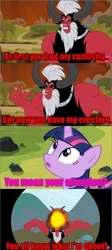 Size: 640x1428 | Tagged: alicorn, comic, derpibooru import, dragonball z abridged, edit, edited screencap, lord tirek, screencap, screencap comic, suggestive, text, twilight's kingdom, twilight sparkle, twilight sparkle (alicorn)