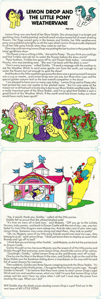 Size: 674x1988 | Tagged: brandy, comic:my little pony (g1), derpibooru import, g1, goldie the weathervane, gymkhana, lemon drop, lemon drop and the little pony weathervane, lemon drop and the weathervane pony, majesty, naïve, official, official comic, peachy, posey, safe, sandman, show stable, story, thistle pixies, trophy, weather control, weathervane, weather witch