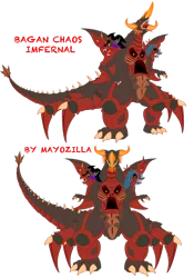 Size: 748x1067 | Tagged: artist:mayozilla, bagan, derpibooru import, fusion, godzilla monster of monsters, godzilla (series), kaiju, king sombra, misspelling, nes godzilla: shadow of red, queen chrysalis, red, semi-grimdark, simple background, transparent background