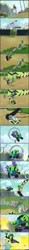 Size: 672x5738 | Tagged: safe, derpibooru import, edit, edited screencap, screencap, gallus, hoops, lightning dust, ocellus, rolling thunder, short fuse, silverstream, smolder, yona, pegasus, pony, the washouts (episode), banner, bleachers, catapult, clothes, comic, crowd, electricity, extreme, fire, flag, flying, performance, sawblade, screencap comic, seesaw, slingshot, spikes, stunt, switch, the washouts, torch, trampoline, uniform, washouts uniform, weights