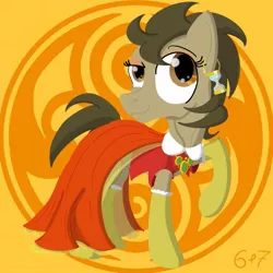 Size: 799x800 | Tagged: safe, artist:sixes&sevens, derpibooru import, doctor whooves, time turner, earth pony, pony, alternate hairstyle, alternate mane style, clothes, crossdressing, doctor who, dress, ear piercing, earring, eyeshadow, jewelry, makeup, necklace, piercing, raised hoof, seal of rassilon, socks