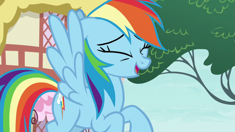 Size: 1280x720 | Tagged: safe, derpibooru import, screencap, rainbow dash, pegasus, pony, the washouts (episode), cute, dashabetes, female, flying, mare, open mouth, solo