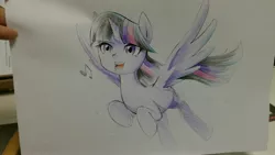 Size: 4160x2340 | Tagged: alicorn, artist:초보놀이, derpibooru import, flying, music notes, safe, singing, solo, traditional art, twilight sparkle, twilight sparkle (alicorn)