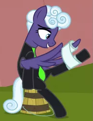 Size: 475x615 | Tagged: safe, derpibooru import, screencap, rolling thunder, pegasus, pony, the washouts (episode), bandage, bucket, clothes, cropped, female, mare, sitting, solo, uniform, washouts uniform, wing hands, wings
