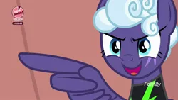 Size: 1920x1080 | Tagged: safe, derpibooru import, screencap, rolling thunder, pegasus, pony, the washouts (episode), clothes, discovery family logo, eye scar, female, mare, scar, solo, tattoo, uniform, washouts uniform, wing hands, wings