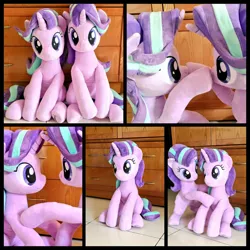 Size: 2560x2560 | Tagged: safe, artist:nekokevin, derpibooru import, starlight glimmer, pony, unicorn, series:nekokevin's glimmy, boop, cute, duality, duo, female, glimmerbetes, irl, mare, photo, plushie, raised hoof, self ponidox, similo duplexis, sitting, smiling, underhoof