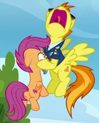 Size: 404x501 | Tagged: safe, derpibooru import, screencap, scootaloo, spitfire, pegasus, pony, the washouts (episode), cropped, cutie mark, female, nose in the air, out of context, the cmc's cutie marks, volumetric mouth