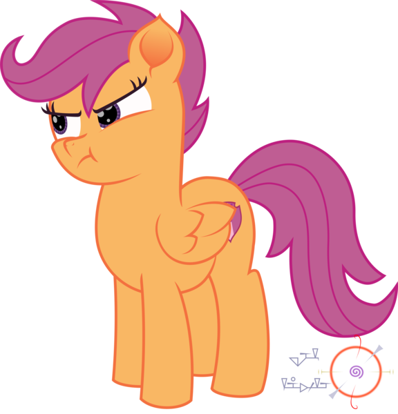 Size: 1920x2000 | Tagged: safe, artist:onil innarin, derpibooru import, scootaloo, pegasus, pony, the washouts (episode), :t, angry, cute, cutealoo, female, filly, madorable, narrowed eyes, pouting, signature, simple background, solo, transparent background, vector