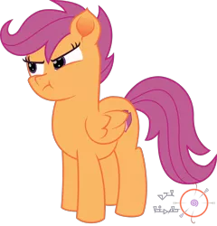 Size: 1920x2000 | Tagged: safe, artist:onil innarin, derpibooru import, scootaloo, pegasus, pony, the washouts (episode), :t, angry, cute, cutealoo, female, filly, madorable, narrowed eyes, pouting, signature, simple background, solo, transparent background, vector