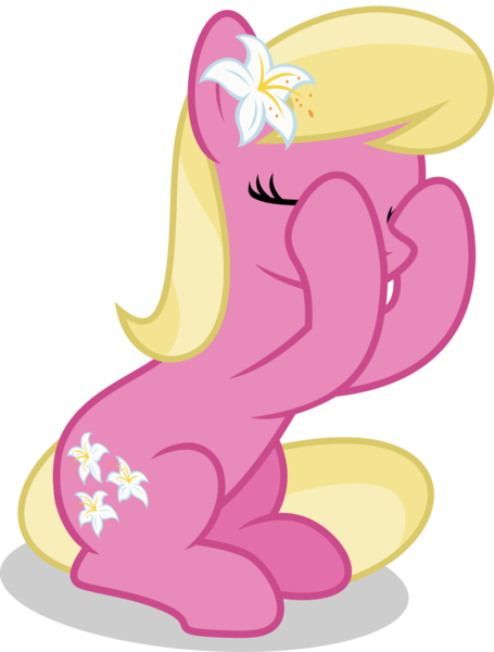 Size: 5000x6595 | Tagged: safe, artist:luckreza8, derpibooru import, lily, lily valley, earth pony, pony, the washouts (episode), .svg available, absurd resolution, background pony, eyes closed, female, flower, flower in hair, lily (flower), mare, simple background, sitting, solo, transparent background, vector