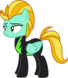 Size: 4713x5348 | Tagged: safe, artist:surprisepi, derpibooru import, lightning dust, pegasus, pony, the washouts (episode), absurd resolution, clothes, female, lidded eyes, simple background, solo, transparent background, uniform, vector, washouts uniform