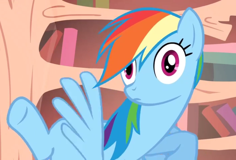 Size: 1587x1080 | Tagged: bridle gossip, caught, derpibooru import, disproportional anatomy, faic, golden oaks library, let's face it you've caught me doing worse, rainbow dash, rainbow dash is best facemaker, reaction image, safe, screencap, season 1, wat