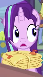 Size: 457x819 | Tagged: safe, derpibooru import, screencap, hoo'far, starlight glimmer, pony, saddle arabian, unicorn, road to friendship, cropped, female, male, mare, raft, solo focus, stallion, wet, wet mane