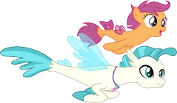 Size: 5173x3000 | Tagged: .ai available, artist:cloudyglow, derpibooru import, open mouth, safe, scootaloo, seaponified, seapony (g4), seapony scootaloo, simple background, species swap, surf and/or turf, swimming, terramar, transparent background, vector