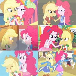 Size: 960x960 | Tagged: safe, derpibooru import, edit, editor:lisaloudleijon, screencap, applejack, golden hazel, heath burns, pinkie pie, epic fails (equestria girls), eqg summertime shorts, equestria girls, equestria girls (movie), equestria girls series, friendship games, rollercoaster of friendship, background human, collage, cute, cute moments, female, fun inspector pinkie, geode of sugar bombs, geode of super strength, helping twilight win the crown, magical geodes, shipping fuel