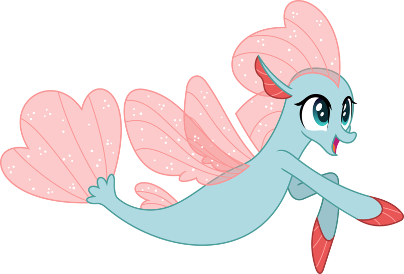 Size: 5046x3416 | Tagged: artist:phucknuckl, derpibooru import, disguise, disguised changeling, female, non-compete clause, ocellus, open mouth, safe, seaponified, seapony (g4), seapony ocellus, simple background, smiling, solo, species swap, transparent background, vector