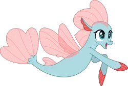 Size: 5046x3416 | Tagged: artist:phucknuckl, derpibooru import, disguise, disguised changeling, female, non-compete clause, ocellus, open mouth, safe, seaponified, seapony (g4), seapony ocellus, simple background, smiling, solo, species swap, transparent background, vector